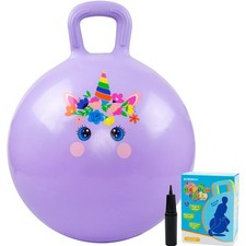 INPODAK Hüpfball Kinder 45 cm Einhorn Violett mit Griff