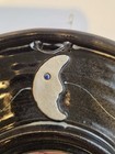 J. Kemper Pottery Black Round Mirror With Owl, Moon And Ivy Signed, 10 Inches — photo 3