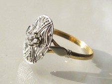 TRES BELLE BAGUE ANCIENNE des années 1920 en OR BICOLORE 18K 750 / T61 / 1,73gr