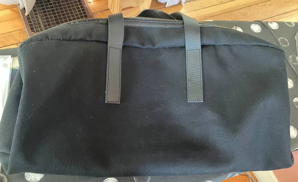 Bolso de Mano Everlane Negro Lona Sarga Fin de Semana Cremallera Asas de Cuero Foto 3 de 4