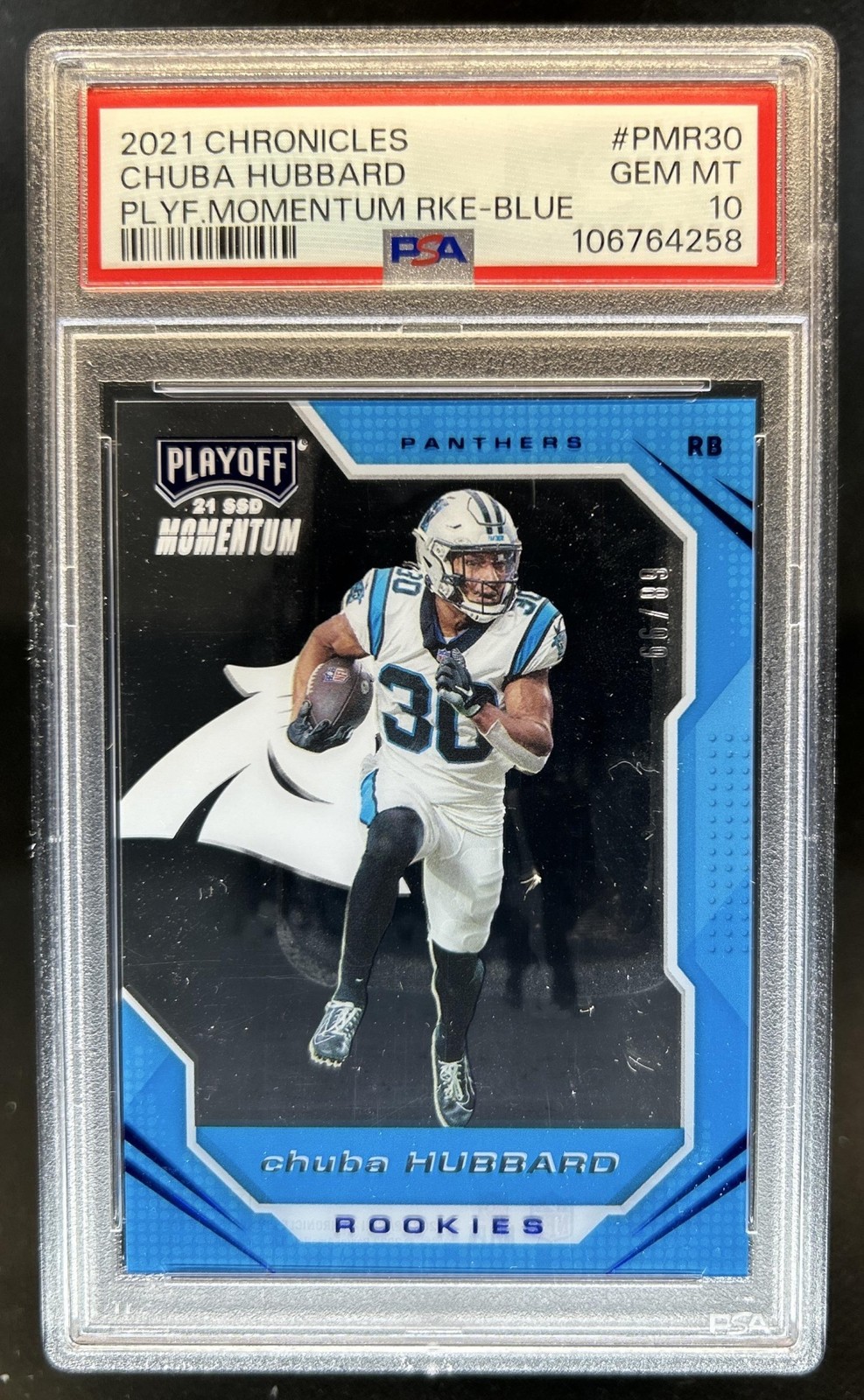 Chuba Hubbard Panini Chronicles Playoff Momentum Rookies #PMR30 Blue