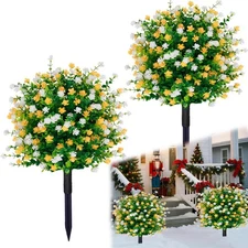 Artificial Christmas Flowers Topiary Ball Tree Set of 2,Xmas Tree Topiary Bal...