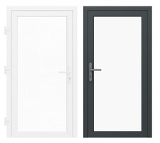 Nebeneingangstür Nebentür Schuppentür Ganzglas weiß außen Anthrazit innenöffnend