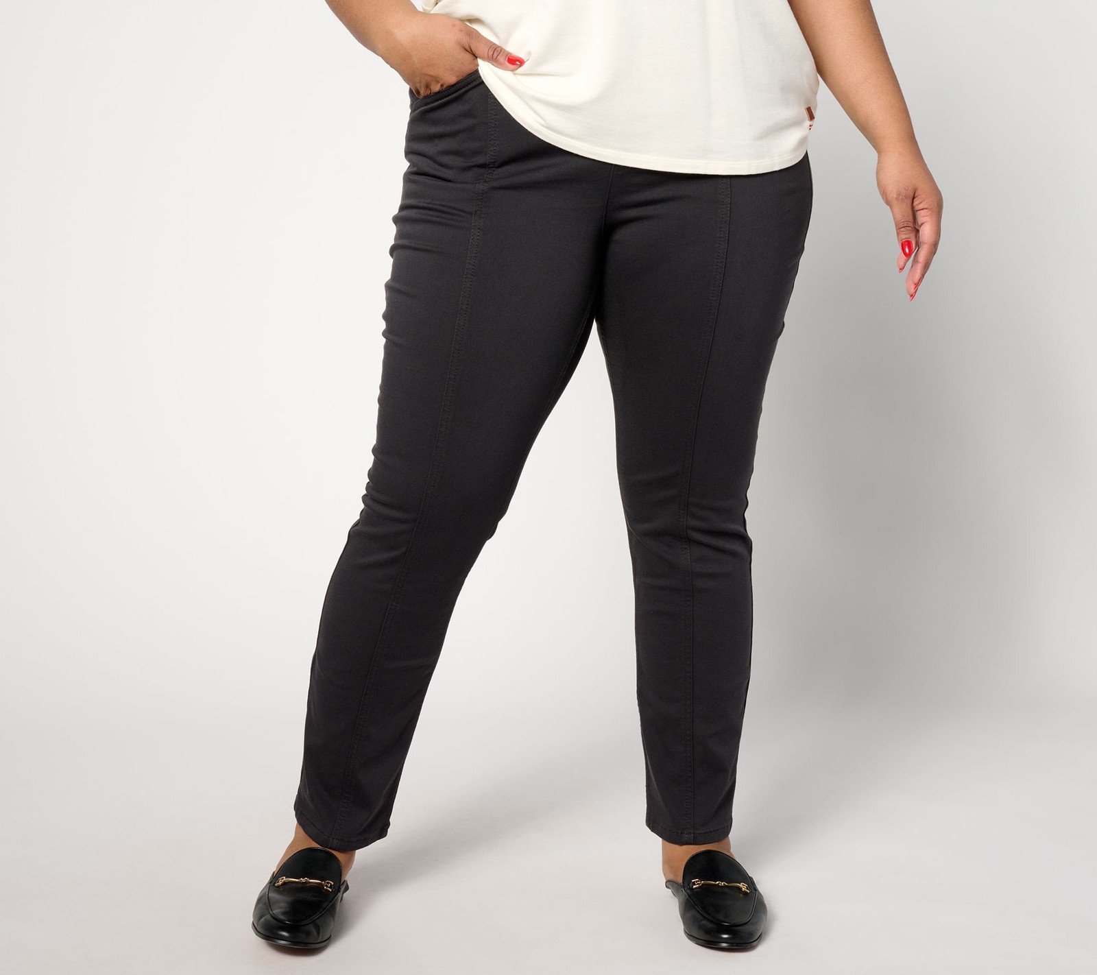 Denim & Co. Women's Pants Sz 8 Canyon Retreat Soft Twill Pant with Black A636408