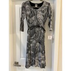 Anne Klein Black Camellia Belted Dress Size 6 (US) NWT