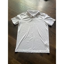 Nike Boys Dri-FIT White Short Sleeve Golf Polo Shirt Size Large L Recycled Fiber