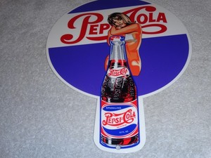 VINTAGE SPARKLING PEPSI COLA SODA BOTTLE👩WOMAN 12" METAL SODA GASOLINE OIL SIGN
