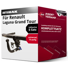 Für Laguna Grand Tour III Typ KT Anhängerkupplung abnehmbar + E-Satz 13pol top