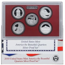 2010 S Proof Parks Quarter Set America the Beautiful 90% Silver OGP 5 Coins