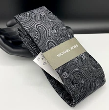 MICHAEL KORS Men's 100% Silk Tie ~ Black ~ Paisley ~ NEW MSRP: $69.50