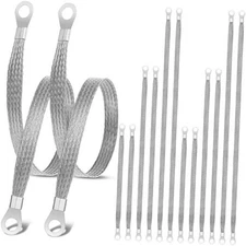  12 Pcs Ground Straps, 10/15/20 Inch Engine Universal Automotive Silver