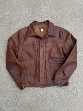 RRL Double RL Limited Edition Brown Buffalo Leather Trucker Jacket 506xx Medium