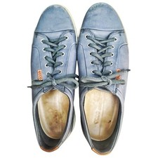 Mens Ecco Soft 7 Gray Soft Leather Lace Up Casual Prep School Shoes Size 13