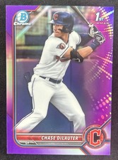 2022 Bowman Draft Chrome 1st Chase DeLauter Purple Refractor /250 Guardians 
