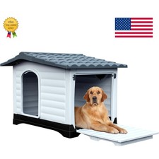 2-Door Dog House with Elevated Base  Cushion, Easy Assembly Water-Resistant US