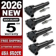 Ignition Coil Pack and Iridium Spark Plug Set of 4 For Hyundai Kia UF651 97390