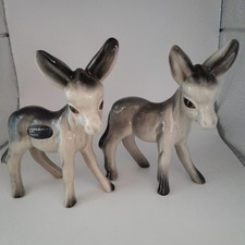 Vintage Coopercraft Stylised Ceramic Donkey Figurines, Foals. Grey