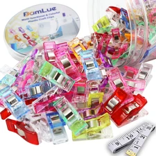 100 Pieces Sewing Clips Multi-Color with Tin Box for Sewing Craft, Crafting, ...