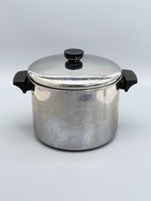 Vintage REVERE WARE Stainless Steel 5 Qt Stock Pot with Lid USA 8" Wide 6" Deep