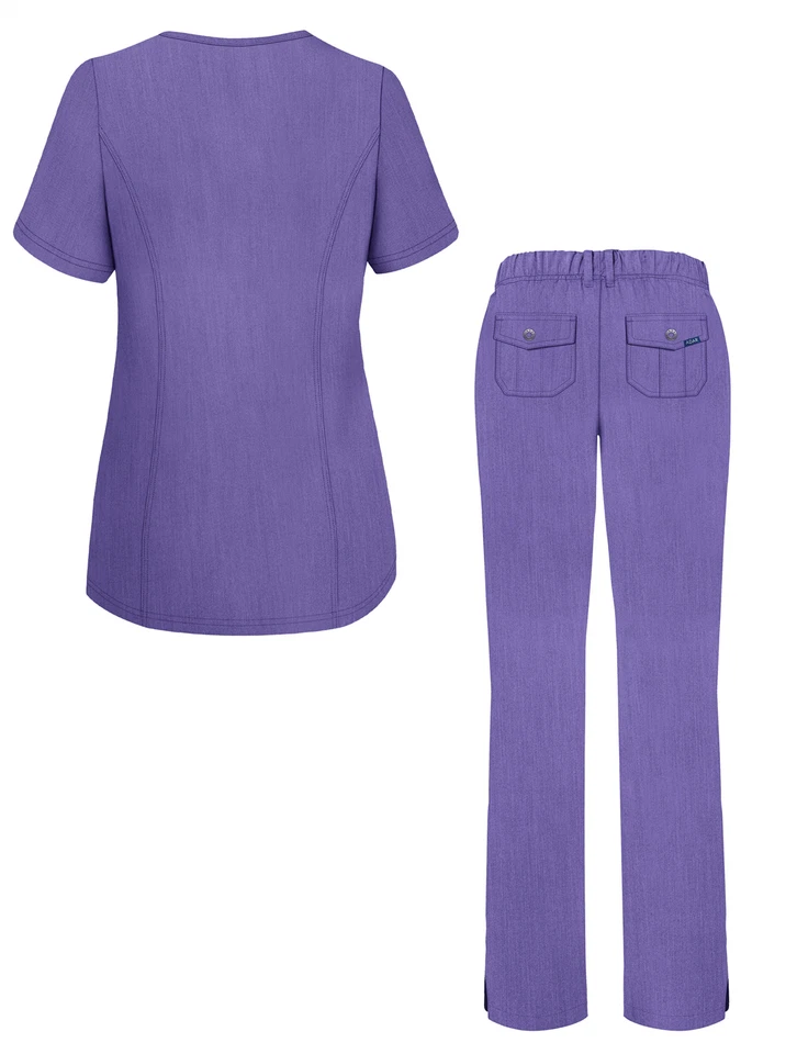 Adar Pro Heather Scrub Set For Women Enhanced V-Neck Top & Multi Pocket Pants - Image 2 of 4