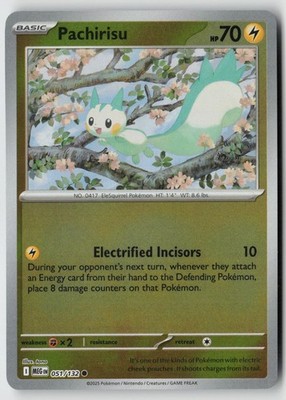 Pachirisu 051/132 Common Mega Evolution Pokemon Reverse Holo Near Mint TONO