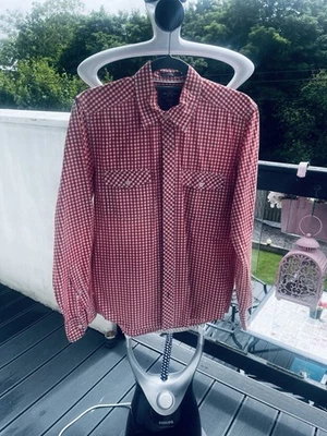 Great H&M LOGG red & White Fitted Checked Shirt M - Image 1 of 4