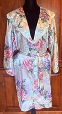 Vintage California Dynasty Floral Lace Robe M Pink Romantic Feminine Coquette
