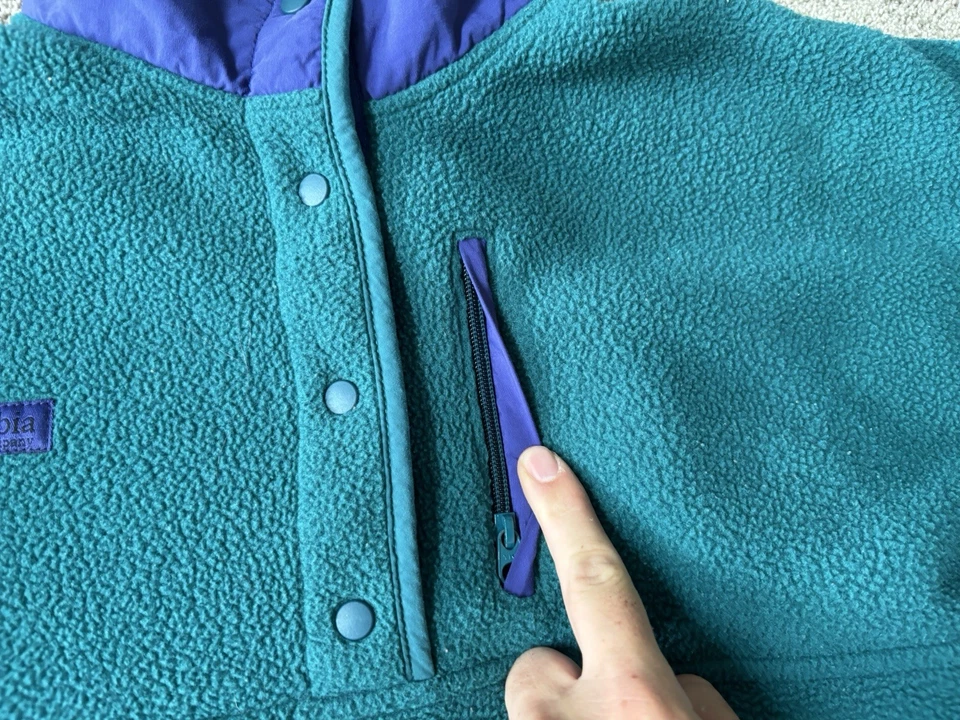 Pullover vintage Columbia Sportswear polar 1/4 a presión damas mujeres grande verde azulado Foto 3 de 4