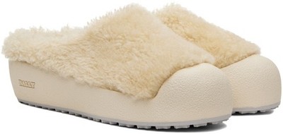 Bally White Crans Shearling Slippers Agathea Chunky Loafer US 10 UK 9 EU 43