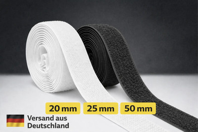 Klettband Nähen Extra Stark Set 20 25 50 mm Hakenband Flauschband Schwarz Weiß