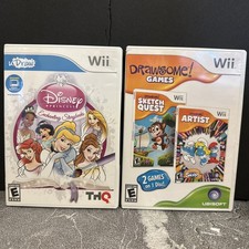 uDraw Disney Princess Enchant Storybooks + Drawsome Games Nintendo Wii Games Lot