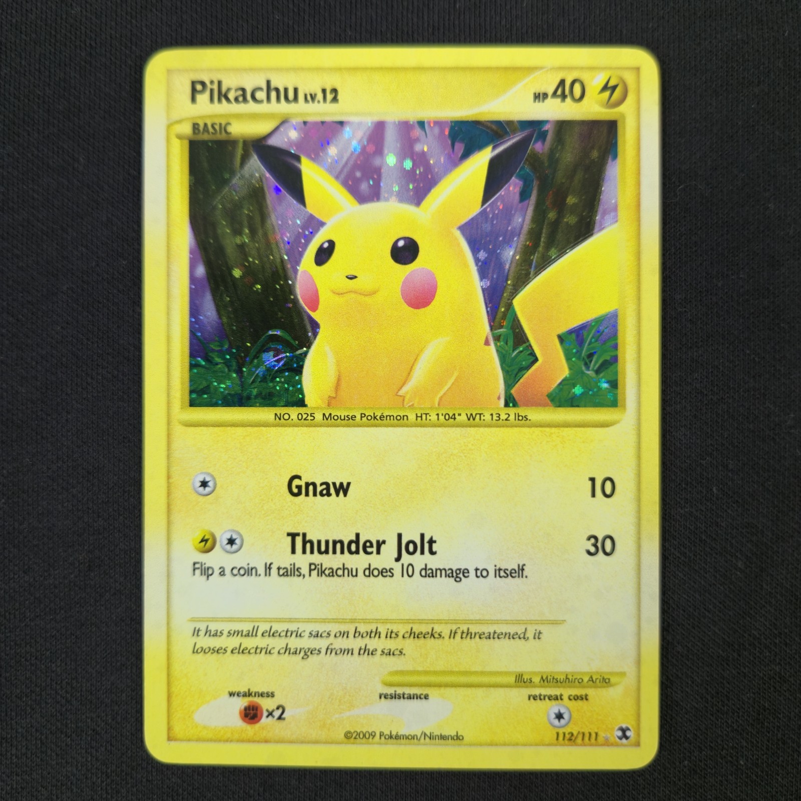 HOLO BLEED Pikachu 112/111 Rising Rivals Secret Rare Nintendo 2009 Pokémon Card