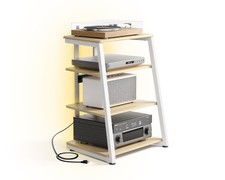 4-Tier Stereo Media Cabinet w/ LED Backlight Adjustable Shelves Turntable Stand