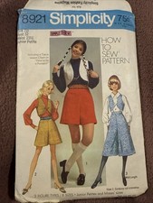 VTG 70s Pantskirt + Vest Size 7 Simplicity 89...