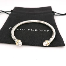David Yurman Sterling Silver & 14k Yellow Gold Peal 5mm Classic Cable Bracelet