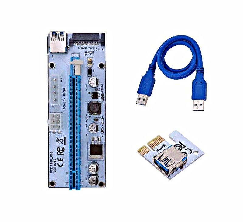 BTC Miner 008S PCI-E Riser PCIE 1x to 16x Riser card 60cm USB 3.0 Data Cable SAT