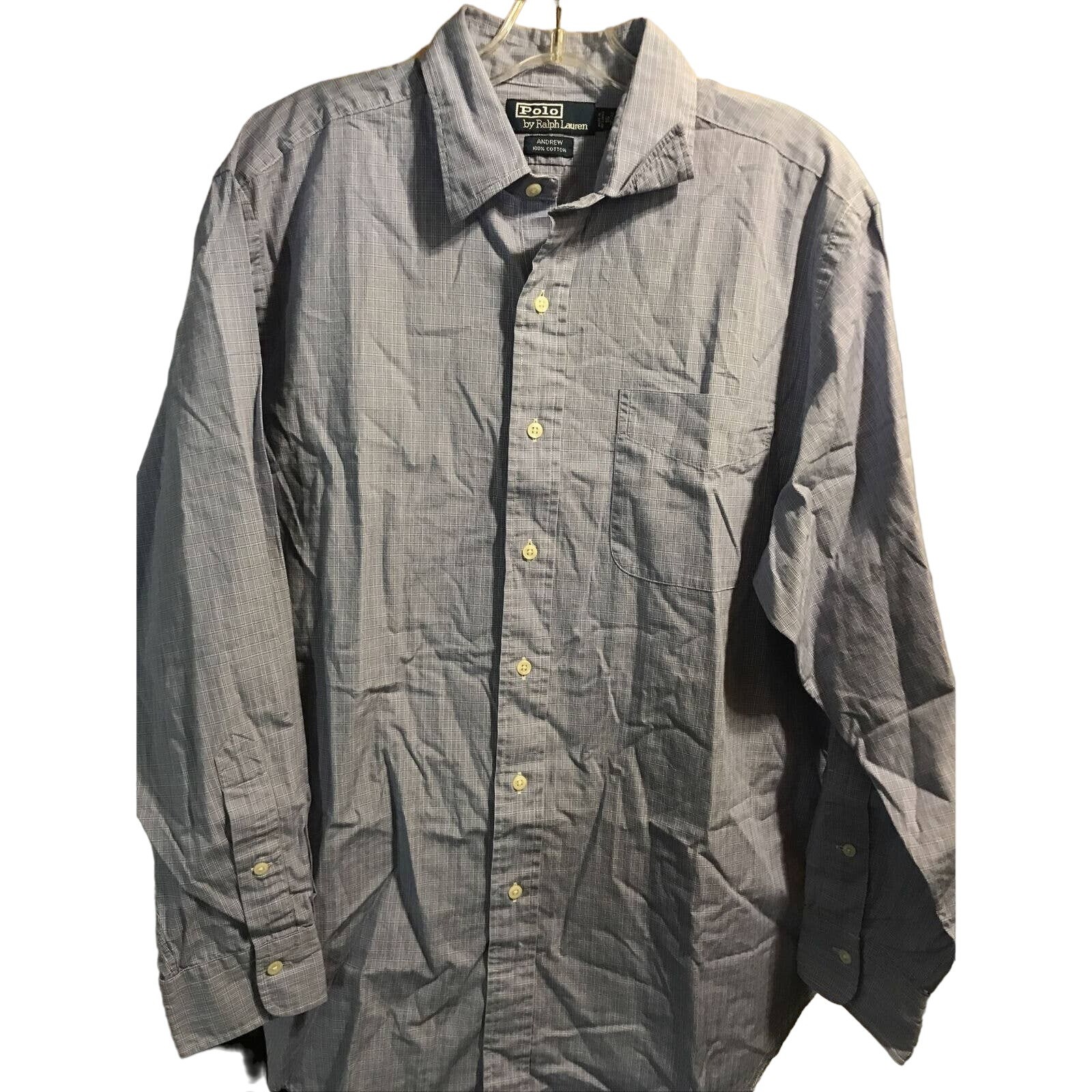 Polo Ralph Lauren Andrew Men's 16 32/33 Blue Long Sleeve Button Up Cotton Shirt