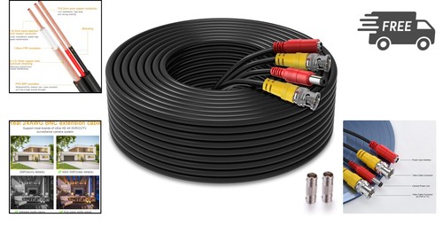 Security Camera BNC Cable 200ft Coaxial Power Video Extension Wire - Picture 2 of 11