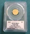 2023 $5 1/10TH Oz AMERICAN GOLD EAGLE PCGS MS70 REAGAN LEGACY FIRST DAY ISSUE