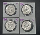 Ben Franklin Half Dollar 90% Silver, Lot of 4- 1949,1950 & (2) 1949-S-VF- B-56