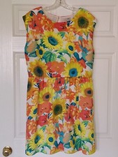 J. Taylor Fit  Flare Sleeveless Floral Dress, Sz 16, Keyhole Back Detail, Lined