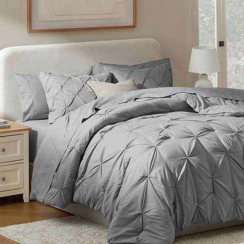 9-Pc All Season Pinch Pleat Comforter Set w/ 2 Set Cooling Pillows, Bed in a Bag - Picture 19 of 46