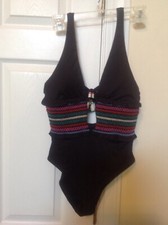 NWT LADIES ISABELLA ROSE BLACK SMOCKED SWIMSUIT SIZE SMALL or LARGE/MSRP $160.00