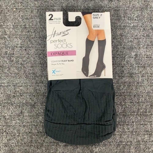 Hanes Perfect Socks Knee Highs Size 2 Grey Opaque Enhanced Toe 6 Pairs New - Picture 4 of 24