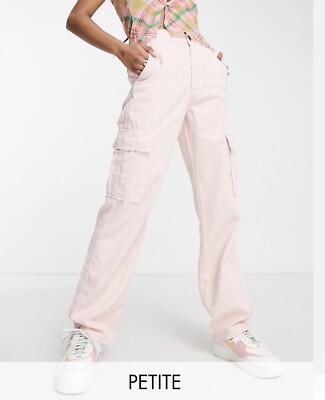 Size Stradivarius Petite Baby Pink Women's Cargo Pants Trousers