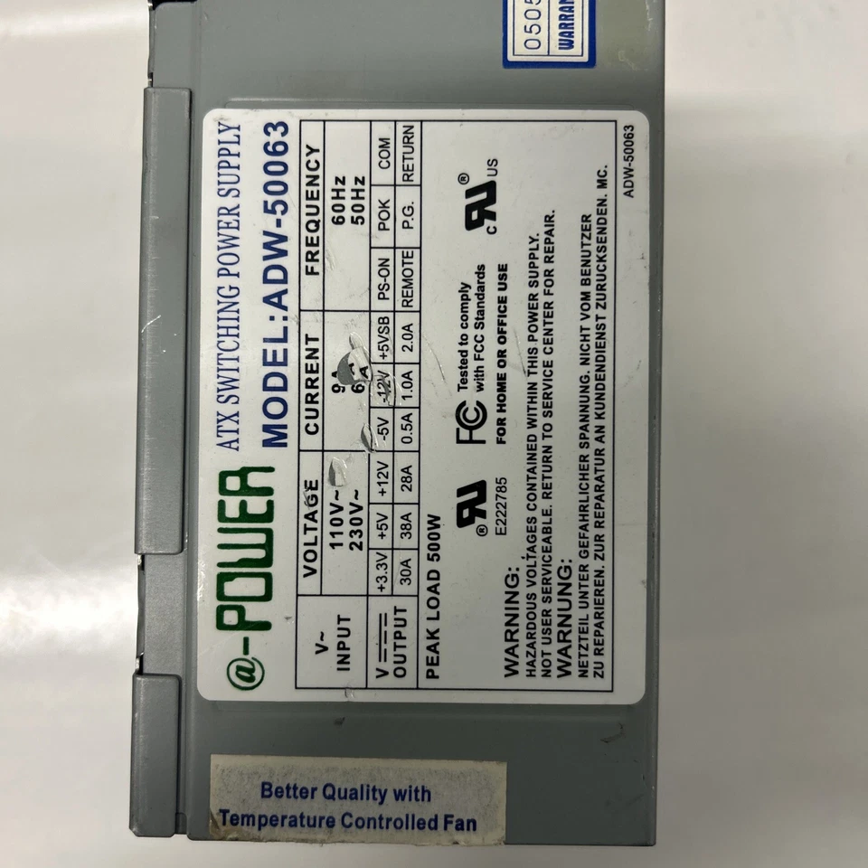StarTech AP-500S12V Professional 230Watt Computer Power Supply ADW50063 - Image 2 of 4
