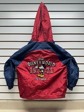 Disney World 1971 Mickey Mouse Jacket Boys Medium Red Blue Hooded Embroidered