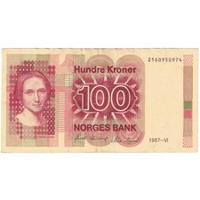 #193832 Geldschein, Norwegen, 100 Kroner, 1987, KM:43c, SS+