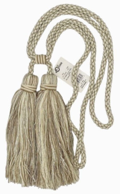 Conso Duke 11888 N01 CREAM DARK SAND 9'' Double Tassel Drapery Curtain Tieback 