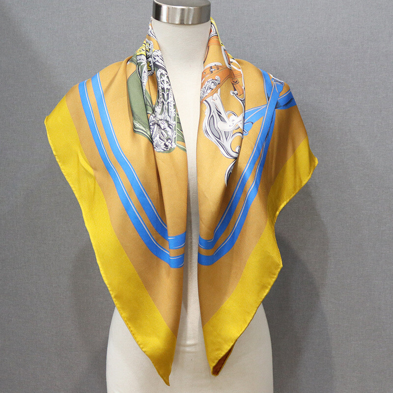 Pure Twill Silk Wrap Scarf Stole ~ 18 Momme ~ Saddle Print Double Face Shawl 35